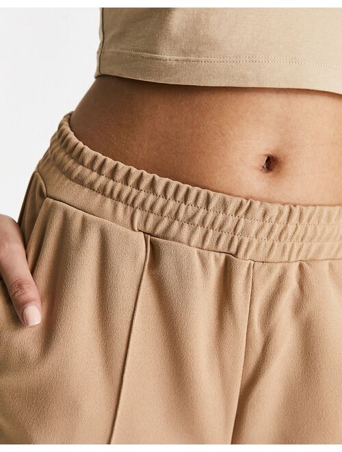 Vila casual wide leg pants with tie waist in camel