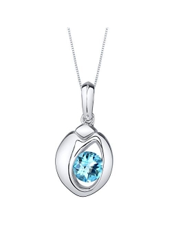 Sterling Silver Sphere Solitaire Pendant Necklace for Women in Various Gemstones, Round Shape 6mm, with 18 inch Chain