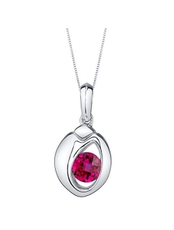 Sterling Silver Sphere Solitaire Pendant Necklace for Women in Various Gemstones, Round Shape 6mm, with 18 inch Chain