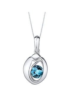 Sterling Silver Sphere Solitaire Pendant Necklace for Women in Various Gemstones, Round Shape 6mm, with 18 inch Chain