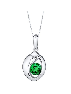 Sterling Silver Sphere Solitaire Pendant Necklace for Women in Various Gemstones, Round Shape 6mm, with 18 inch Chain