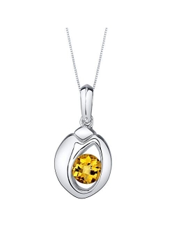 Sterling Silver Sphere Solitaire Pendant Necklace for Women in Various Gemstones, Round Shape 6mm, with 18 inch Chain