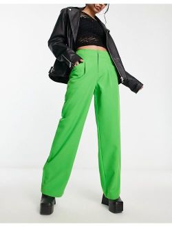 Only high waist wide leg pants in bright green - part of a set