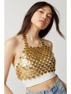 Metallic Heart Halter Top