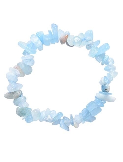 Zenergy Gems Charged Premium Natural Crystal Chip Bead Bracelet + Moroccan Selenite Charging Crystal [Included]