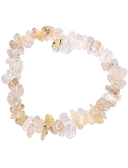 Zenergy Gems Charged Premium Natural Crystal Chip Bead Bracelet + Moroccan Selenite Charging Crystal [Included]