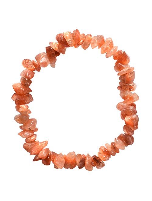 Zenergy Gems Charged Premium Natural Crystal Chip Bead Bracelet + Moroccan Selenite Charging Crystal [Included]