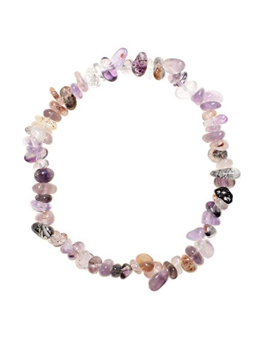 Zenergy Gems Charged Premium Natural Crystal Chip Bead Bracelet + Moroccan Selenite Charging Crystal [Included]