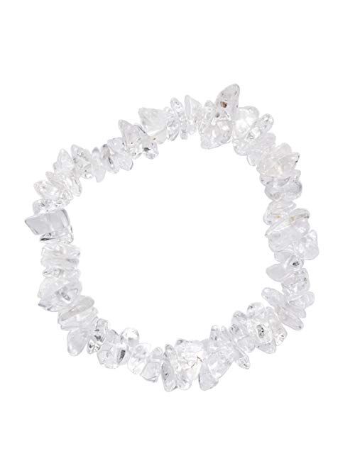 Zenergy Gems Charged Premium Natural Crystal Chip Bead Bracelet + Moroccan Selenite Charging Crystal [Included]