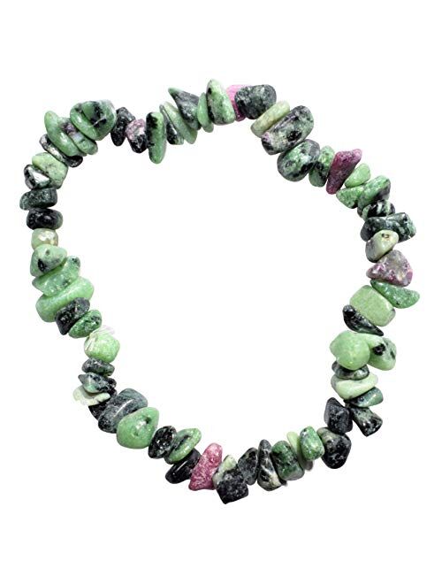 Zenergy Gems Charged Premium Natural Crystal Chip Bead Bracelet + Moroccan Selenite Charging Crystal [Included]