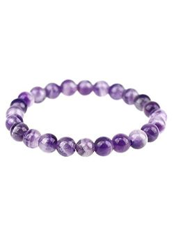 Adabele 1pc Natural Stretch Gemstone Bracelet 8mm (0.31") Bead 7" to 8.5 inch Healing Crystal Energy Quartz Chakras Jewelry Women Men Girl Birthday Gift