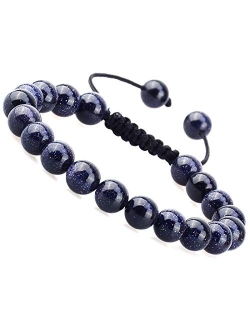 MASSIVE BEADS Natural Healing Power Gemstone Crystal Beads Unisex Adjustable Macrame Bracelets 8mm