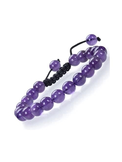 MASSIVE BEADS Natural Healing Power Gemstone Crystal Beads Unisex Adjustable Macrame Bracelets 8mm