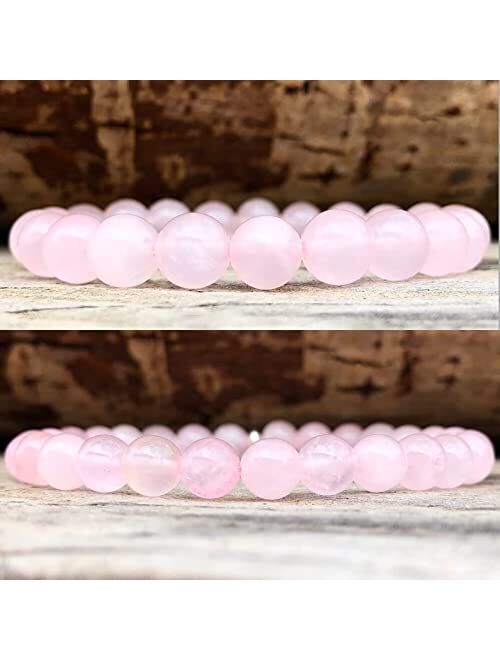 Generic Natural Rose Quartz Bracelet | Natural Madagascar Rose Quartz Stretch Bracelet | Pink Beaded Bracelet | Rose Quartz Jewelry Making Woman For Men Gift Bracelet 8mm