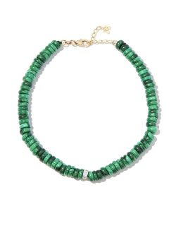 Mateo 14kt yellow gold malachite diamond beaded bracelet