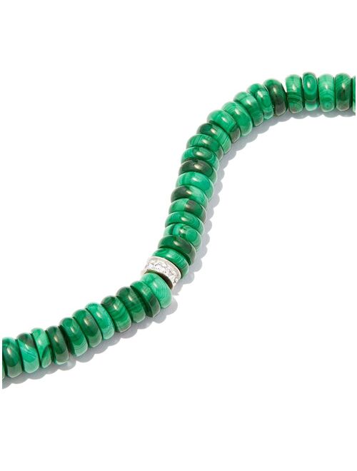 Mateo 14kt yellow gold malachite diamond beaded bracelet