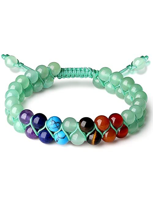 QINJIEJIE Matching Bracelets for Couples Rose Quartz Healing Crystal Beads Adjustable Bangle Ankle Bracelets for Women Mens Boys Friendship Bracelets