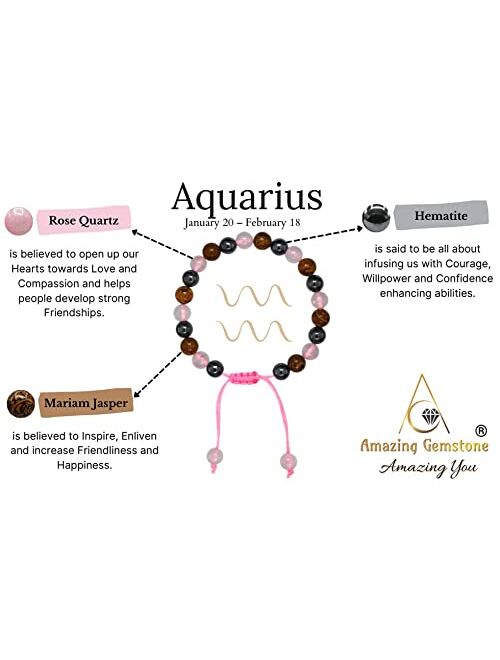 Amazing Gemstone Scorpio Zodiac Crystal Bracelet - Amethyst Smoky Quartz Black Obsidian Birthstone Bracelets Women Men Healing Calming Anxiety Stress Relief Gifts (Adjust