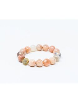 KATIE'S COTTAGE BARN Sunstone Gemstone with Gold Pave Focal Bead Bracelet