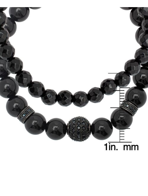 MACY'S 2-Pc. Set Black Onyx Small & Large Bead Stretch Bracelets