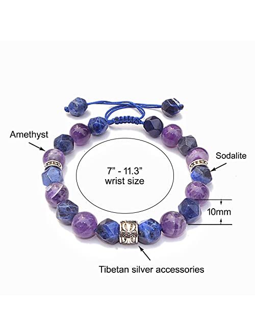 Yocicil Amethyst Bracelet for Men (10mm) Sodalite Gemstone Purple Beaded Bracelet Good Luck Bracelet Healing Crystal Bracelet Happiness Gifts,Couples Bracelets (Amethyst 