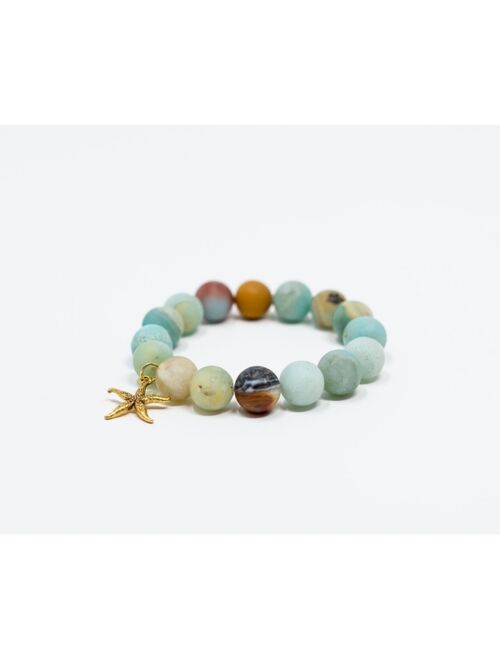 KATIE'S COTTAGE BARN Amazonite Gemstone Rustic Gold Starfish Bracelet