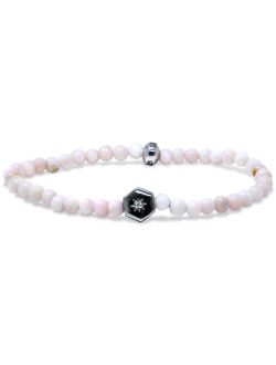 JAC + JO BY ANZIE Jac & Jo by Anzie Pink Opal & White Topaz Bead Stretch Bracelet in Sterling Silver