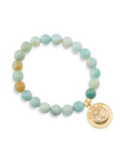 KATIE'S COTTAGE BARN Faceted Amazonite Seas The Day Gemstone Bracelet with Wave Pendant