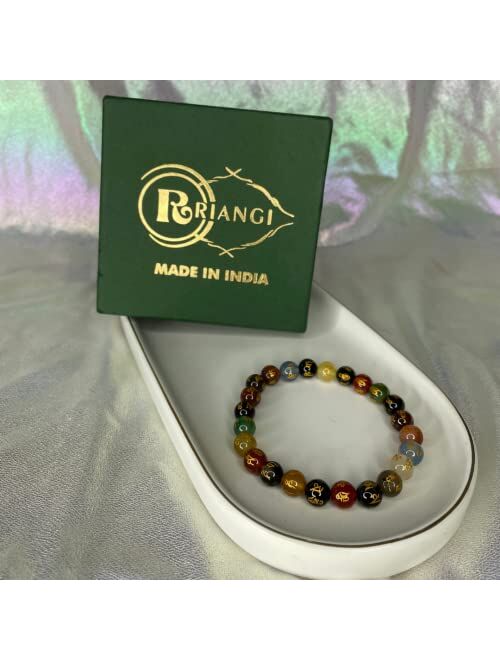 RIANGI Handmade Natural Amethyst Bracelet for Men Women - Stretchable 8mm Bead Bracelet - Adjustable size Crystal Bracelet