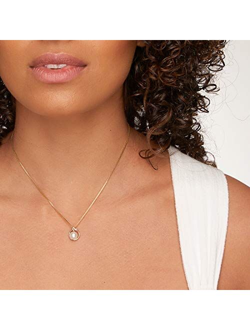 Peora Freshwater Cultured White Pearl Slider Pendant in 14K Yellow Gold, Round Button Shape, 7mm, Solitaire Design