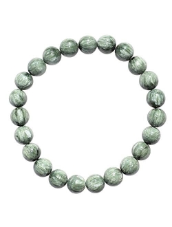 Zenergy Gems Charged Natural Gemstone Crystal 8mm Bead Bracelet + Selenite Charging Heart [Included]