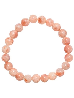 Zenergy Gems Charged Natural Gemstone Crystal 8mm Bead Bracelet + Selenite Charging Heart [Included]