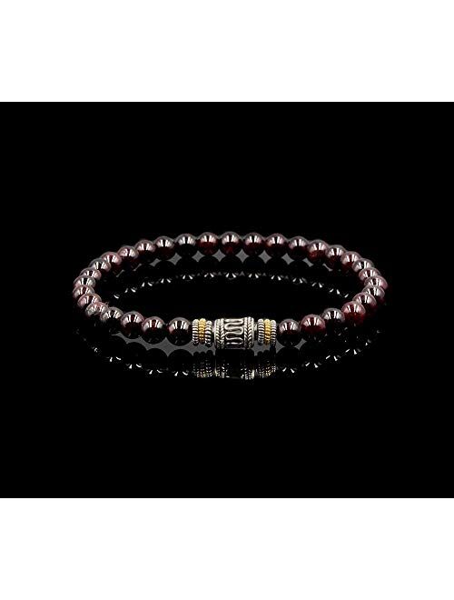 Kartini Studio Garnet Bracelet, Men's Garnet and Sterling Silver Beads Bracelet