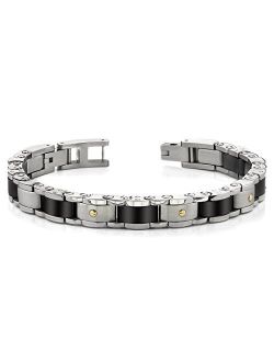 Heavy Duty Surgical Grade Stainless Steel Two-Tone Link Bracelet for Men, Brushed Matte Finish, 8.5 inches