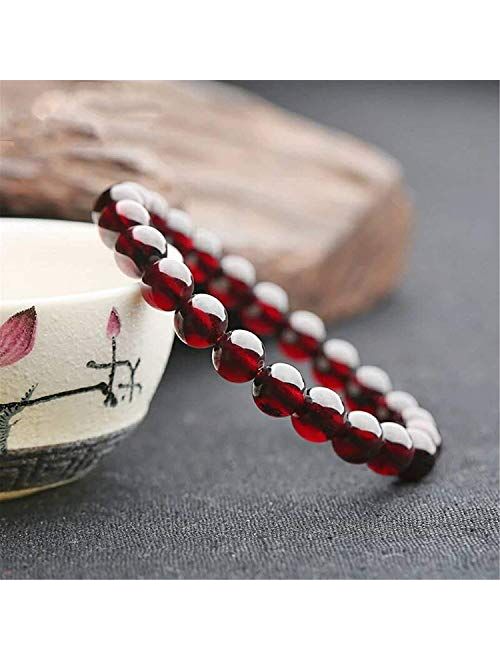 Muko Gemstone Genuine Natural Red Garnet Gemstone Crystal Clear Round Beads Women Men Bracelet 7-10mm AAAA