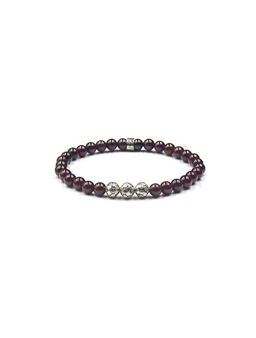 Kartini Studio Men's Bracelet, Garnet Bracelet, Garnet and Sterling Silver Bracelet