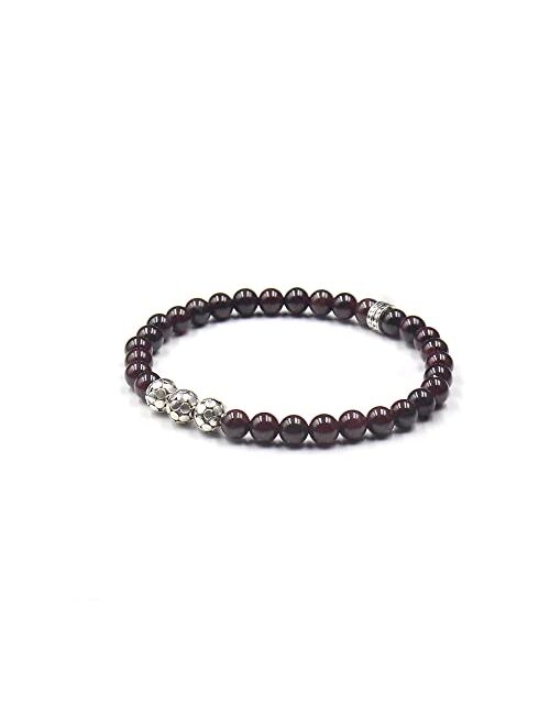 Kartini Studio Men's Bracelet, Garnet Bracelet, Garnet and Sterling Silver Bracelet