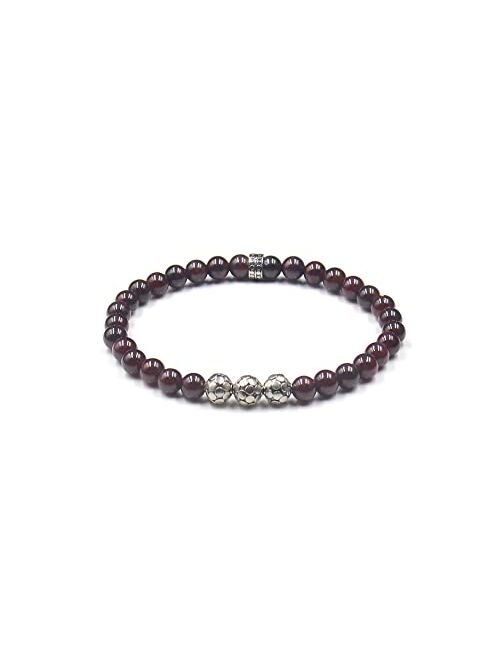 Kartini Studio Men's Bracelet, Garnet Bracelet, Garnet and Sterling Silver Bracelet