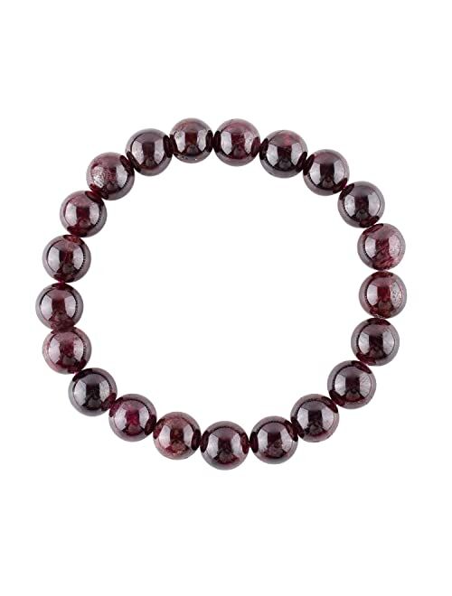 Odrilliongems Love Bracelet - Red Garnet Gemstone Bracelet Handmade Stretchable Unisex Elastic Bracelet Genuine Round Beaded 10mm Jewelry - Chakra Healing Crystals - Bala