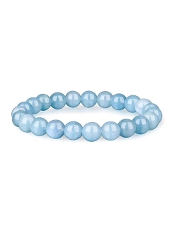 Crystal Vibe 8mm Beads Aquamarine Bracelet for Women Men - Real Aquamarine Crystal Healing Stone Bracelet for Calming Energy and Wisdom