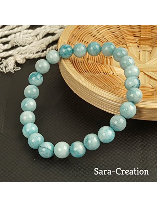 Sara Creation Soothing Bracelet - Natual Aquamarine bracelet - Bring Positive Energy - Peace - Youthfullness Bracelet - Stone Bracelet for Everlasting Joy