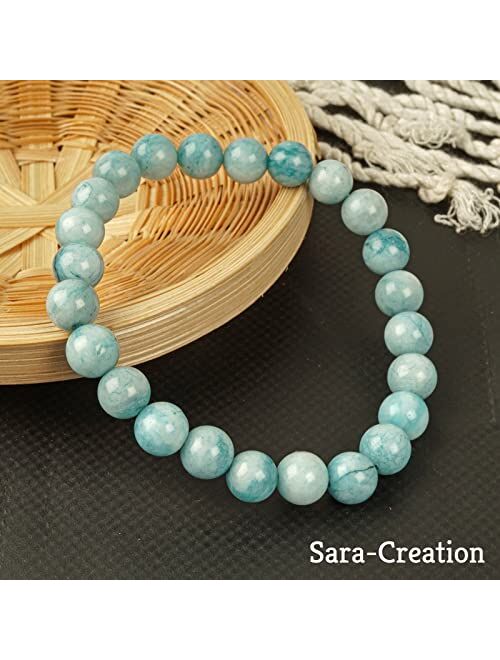 Sara Creation Soothing Bracelet - Natual Aquamarine bracelet - Bring Positive Energy - Peace - Youthfullness Bracelet - Stone Bracelet for Everlasting Joy