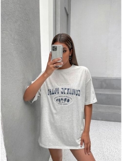 EZwear Letter Graphic Drop Shoulder Tee