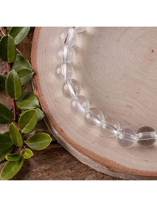 DCE AAA Graded Crystal Quartz Bracelet - The Master Healer Clear Quartz Gemstone Bracelets 8mm Stretchable Crystal Bracelets for Men Women by Dazzling Crystal Exports