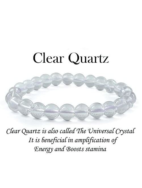 DCE AAA Graded Crystal Quartz Bracelet - The Master Healer Clear Quartz Gemstone Bracelets 8mm Stretchable Crystal Bracelets for Men Women by Dazzling Crystal Exports