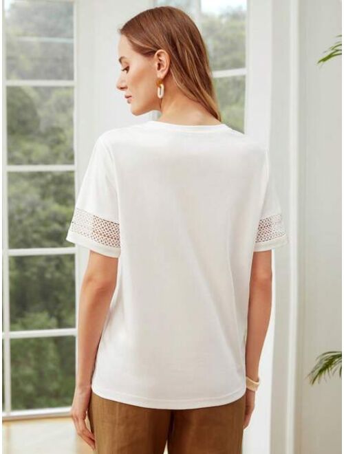 MOTF Premium Guipure Lace Detail T-shirt