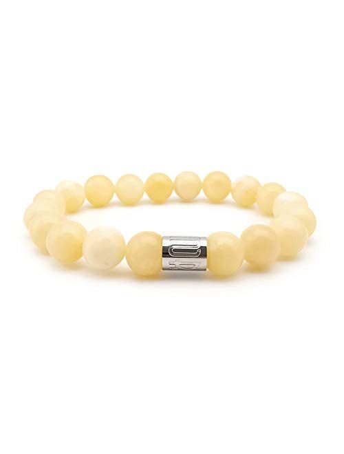 Morchic 10mm Natural Stone Mens Stretch Bracelet, Genuine Energy Semi Precious Gemstone Beads Classic Simple Design Birthday Gift 8 Inch