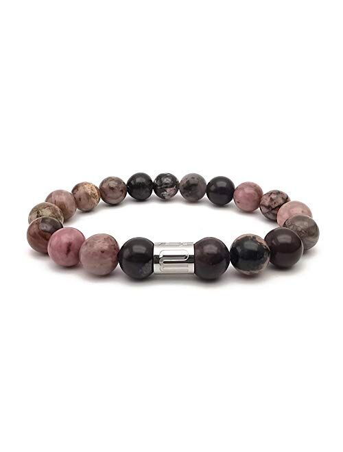 Morchic 10mm Natural Stone Mens Stretch Bracelet, Genuine Energy Semi Precious Gemstone Beads Classic Simple Design Birthday Gift 8 Inch