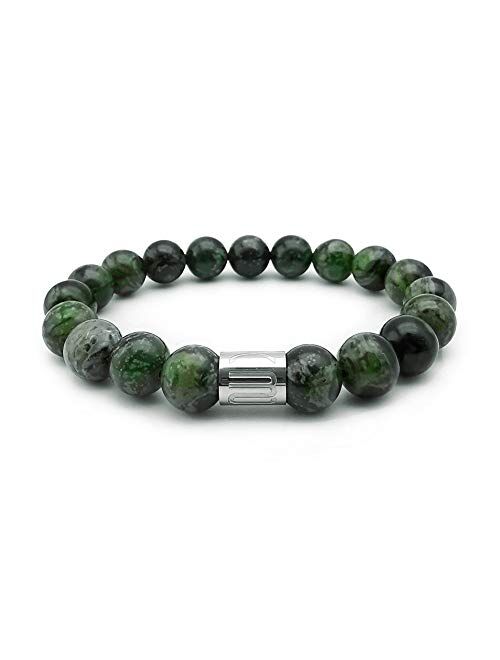 Morchic 10mm Natural Stone Mens Stretch Bracelet, Genuine Energy Semi Precious Gemstone Beads Classic Simple Design Birthday Gift 8 Inch