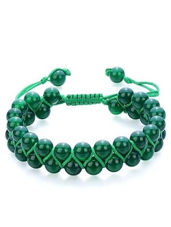 Sholly Protection Bracelet 8MM Green Aventurine Bracelet Healing Crystal Bracelet for Men Women Bring Prosperity Luck (8MM Green Aventurine/Double-Layer)